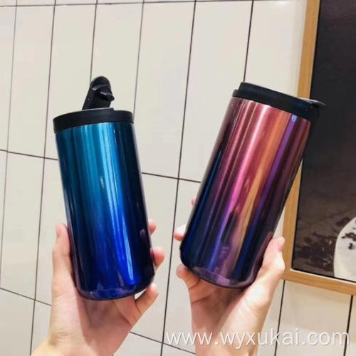 Simple fashionable portable SS vacuum thermos cup